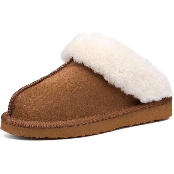 🆕Women Tan Madge Fuzzy Ethylene Vinyl Acetate Faux Fur Faux Suede Slipper - Picture 5 of 10